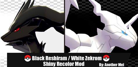 Shiny Black Reshiram White Zekrom Recolor Mod Pokemon Sword Shield