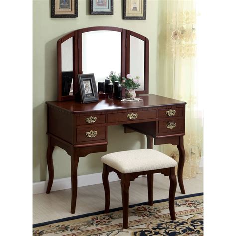 Flowing curves and ornate embellishments are a part of this seemingly 'over. Darby Home Co Falconer 3 Piece Vanity and Stool Set ...