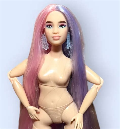 NUDE BARBIE EXTRA 2 Doll Made To Move Hybrid Body Asian Long Hair Pink