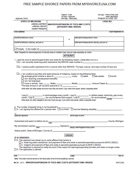 Instantly download your court approved fill in the blank printable divorce forms with easy to understand instructions now for free! Free Printable Divorce Forms Michigan | TUTORE.ORG - Master of Documents