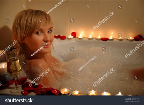 Nude Woman Foamy Bath Petals Roses Stock Photo Shutterstock