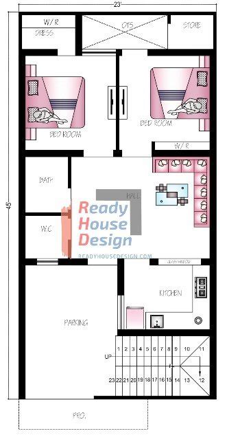 House Plan As Per Vastu 23×45 Ft