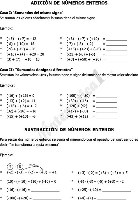 Operaciones Con Numeros Enteros Ejemplos Ejercicios De Matematica De
