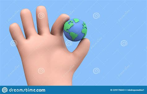 Cartoon Style Hand Holding A Planet Earth Earth Day Concept Stock