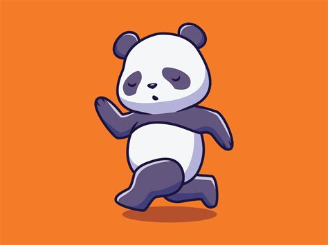 Cute Panda Running Cartoon Illustration By Bayu Noviandi On Dribbble