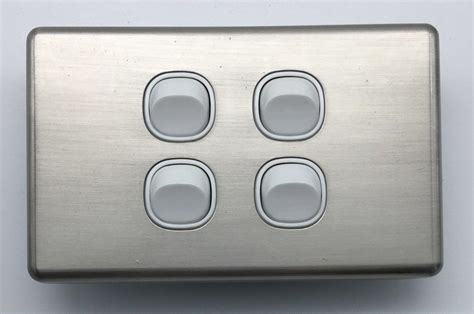 Slim Double Gpo Outlet Light Switch Plate Silver Cover Metal Stainless