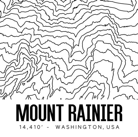 Mount Rainier Printable Topographic Map 16x20 Mt Rainier Map Etsy