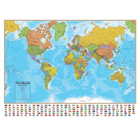 Round World Hemispheres Blue Ocean Series World Wall Map
