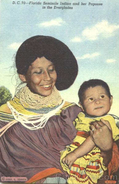 Florida Seminole Indian And Her Papoose In The Everglades Native Americana