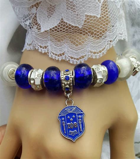 Zeta Phi Beta Greek Sorority Charm Bracelet Hbcs Blue And Etsy