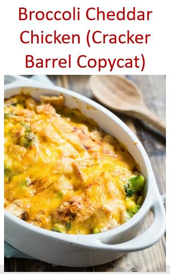 Apr 18, 2016 · season chicken with salt and pepper and place into prepared dish. Broccoli Cheddar Chicken (Cracker Barrel Copycat) - The ...