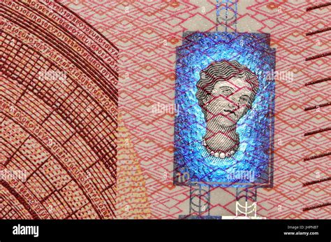 €10 Banknote Detail Showing Anti Forgery Security Features New