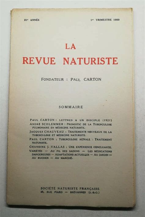 17 La Revue Naturiste 21 Année 1 Trimestre 1950 Traitement Nouveau