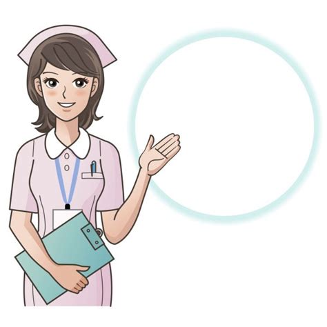 Set Of Young Cute Nurse Welcoming Patients Guiding Information