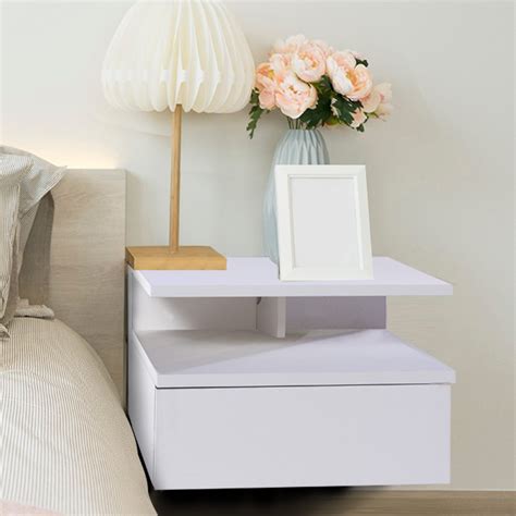 Bedside Tables Led Wall Mounted Cabinet Side Table Floating Nightstand