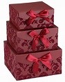 Red Swirl Nesting Elegant Christmas Gift Boxes, Set of 3, With Bows ...