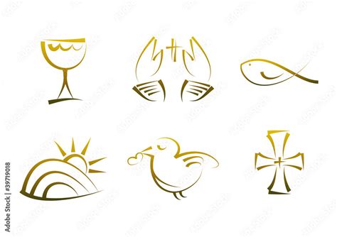 Goldene Symbole Für Religion Feste Feiertage Vector De Stock Adobe Stock