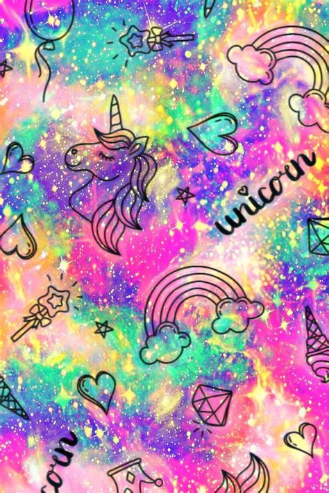 Pastel Glitter Rainbow Kawaii Unicorn Wallpaper 500x750 Kawaii Alpaca