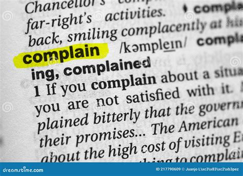 Highlighted Word Complain Concept And Meaning Stock Image Image Of