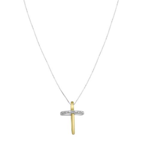 White And Yellow Gold Cross Necklace With Diamonds Alfieri And St John