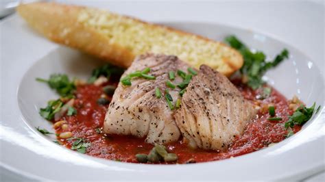 Pan Seared Sea Bass In Tomato Sauce With Capers Recipe Pbs Food