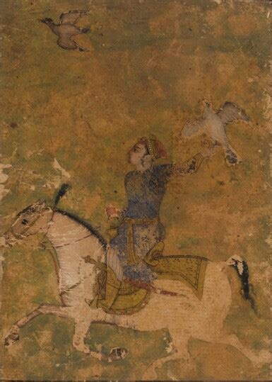 A Nobleman On Horseback With A Hawk India Mughal Circa 1675 The