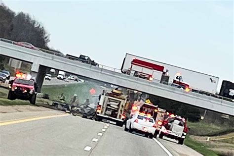 1 Dead After Fiery Crash Involving Car 2 Semi Trucks On I 94