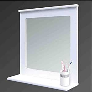 Spend this time at home to refresh your home decor style! WHITE WOOD BATHROOM MIRROR WITH SHELF WALL MIRROR WITH ...