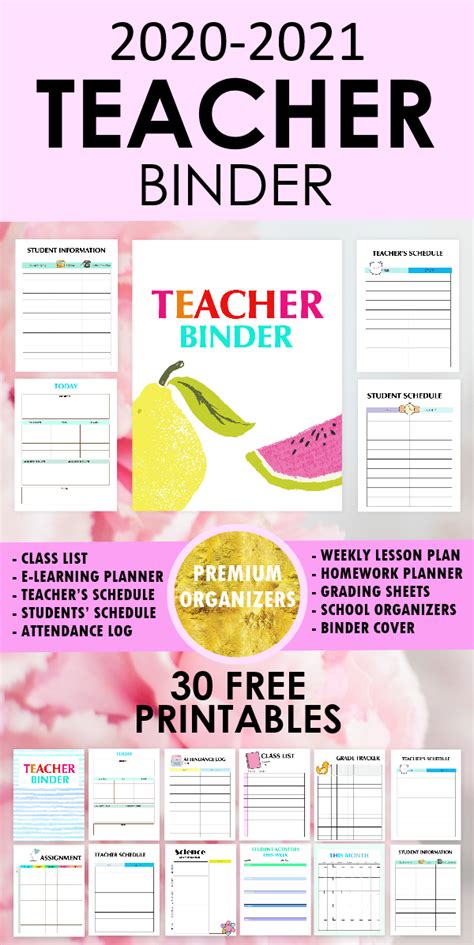 Teacher Binder Free Printables 30 Excellent Resources