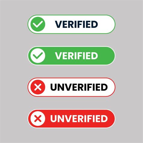 Set Of Verified And Unverified Button With Check Mark And Cross Mark