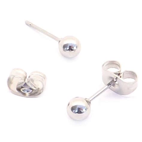Mm Silver Plain Ball Surgical Steel Stud Earrings Fits Standard Ear Piercing Amazon Co Uk