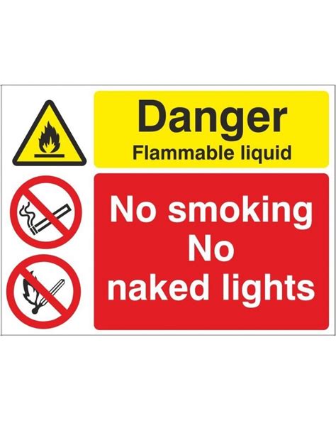 Danger Flammable Liqued No Smoking No Naked Lights Sign