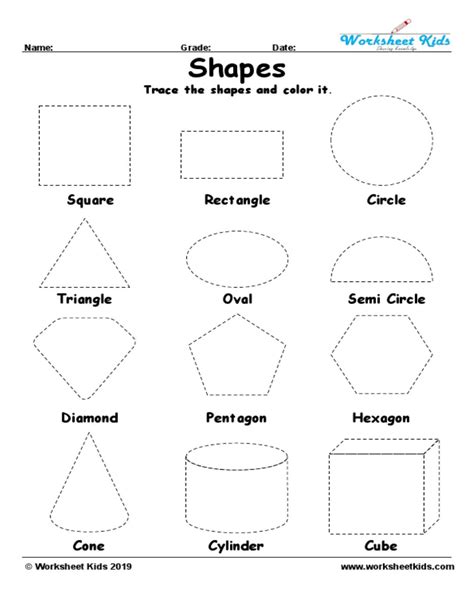 Each worksheet has 8 problems determining the type of shape. Tracing Shapes Worksheet in Geometry - Worksheets kids