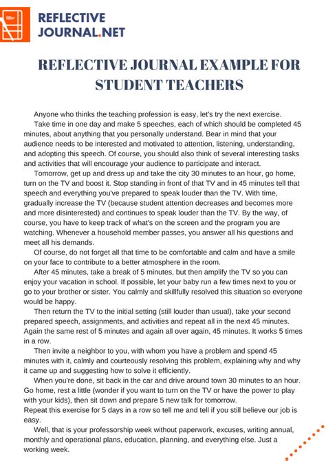 Reflective Journal Example For Student Teachers That Can Teach You New