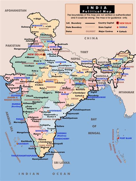 Political And Administrative Map Of India India Asia Mapsland