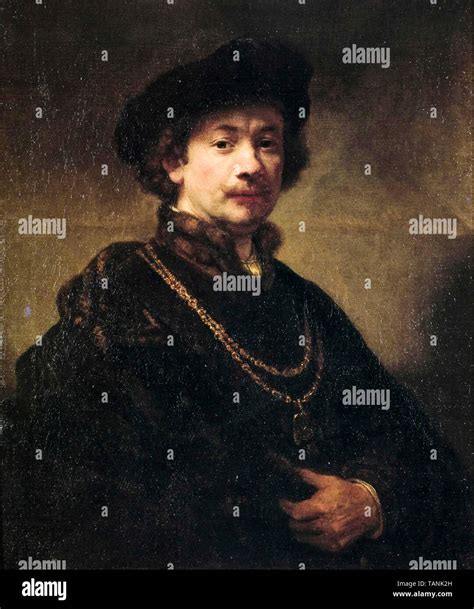 Rembrandt Van Rijn Self Portrait With Beret Gold Chain And Medal