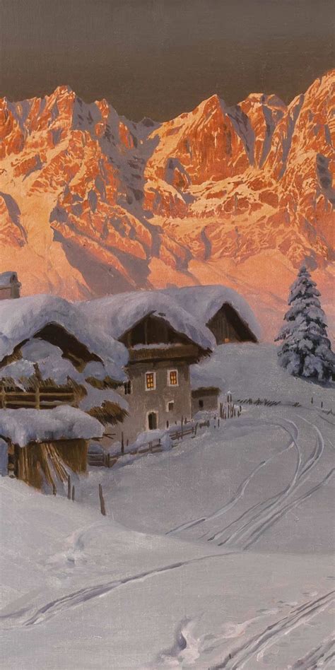 Download 1080x2160 Wallpaper Mountains Winter Landscape Glowing
