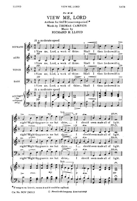 View Me Lord Sheet Music Richard Lloyd Choir