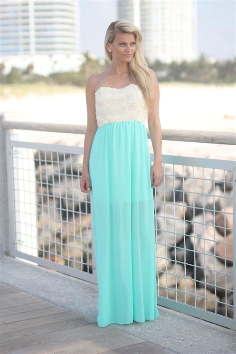 Mint Maxi Dress With Floral Lace Top Lace Top Dress Saved By The Dress