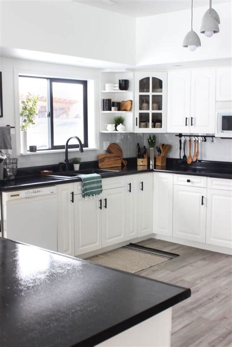 White kitchen countertops under window close up. Our Weekend Renovation: A New Modern Kitchen - Love Create ...