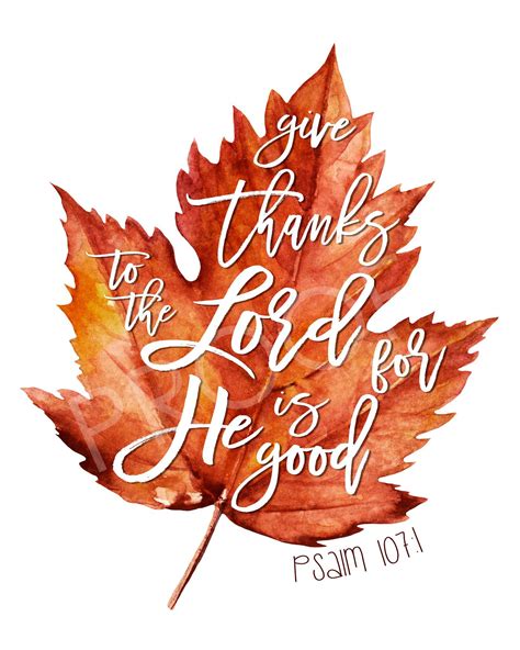 Scripture Art Psalm 1071 Fall Leaves Give Thanks Etsy Scripture
