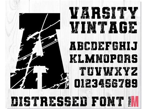 Varsity Vintage Font Otf Varsity Distressed Font College Etsy