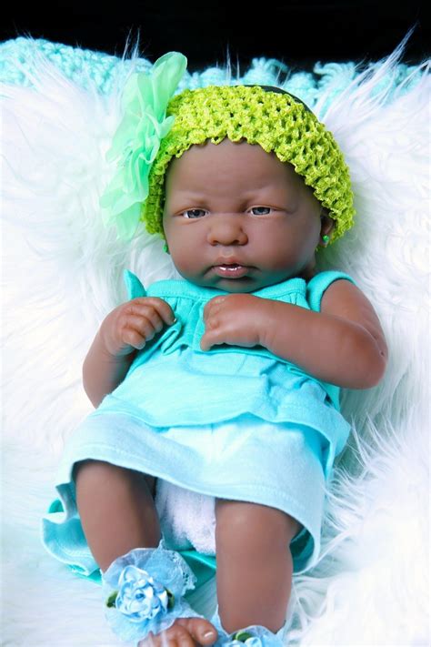 African American Real Baby Girl Doll Life Like Vinyl 14 Inches Newborn
