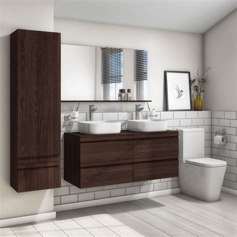 With its floating design and glam hardware, this vanity finishes off your bathroom reno with sleek modern style. 1200mm Wall Hung Vanity Unit White 4 Drawers Bathroom Storage Unit Cabinet | eBay