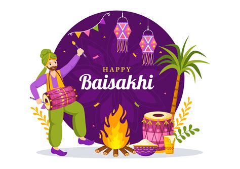 Happy Baisakhi Illustration With Vaisakhi Punjabi Spring Harvest