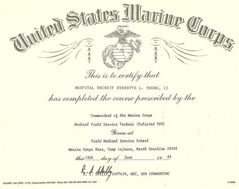 Marine Corps Certificates