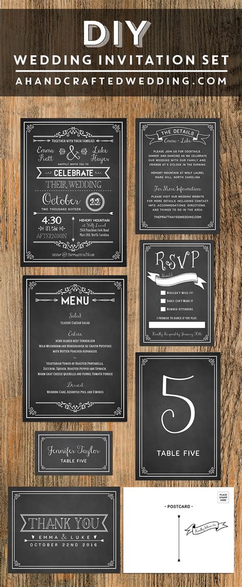 chalkboard diy wedding invitation set share todays