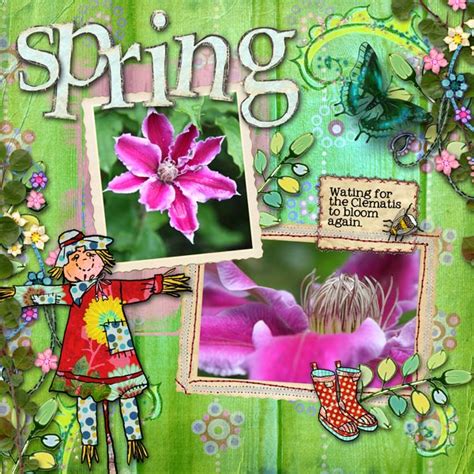 Scrappie Irene Spring Layout With Stuff From Berna Datema