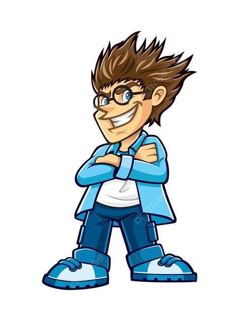 Cynical Boy Geeks Male Character Jeans Vector Male Character Jeans