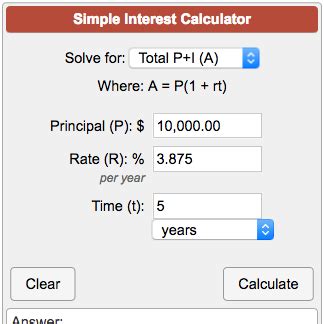 Simple Interest Calculator A = P(1 + rt)